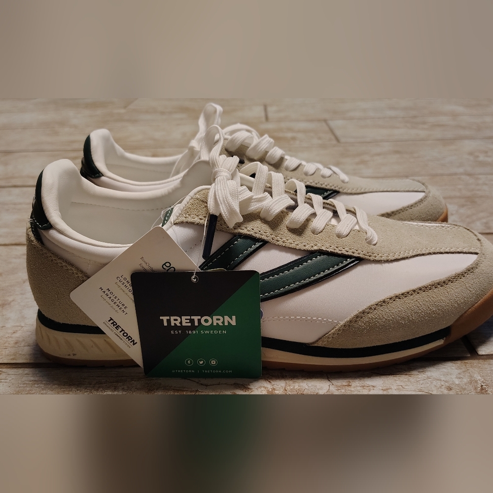 Tretorn women's "Kristine" Cream, White and Green Sneakers